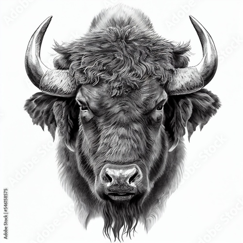 Buffalo head drawing generated with Artificial Intelligence