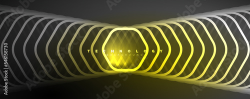 Techno shiny hexagons abstract background  technology energy space light concept  abstract background wallpaper design