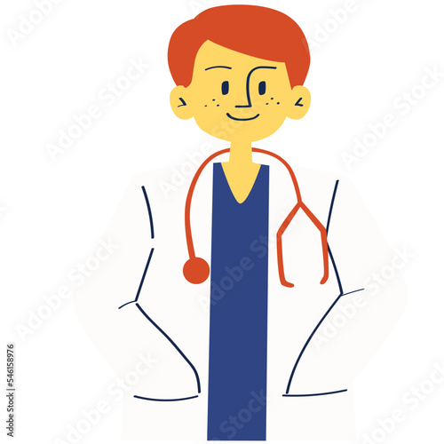 Male doctor with stethoscopes vector illustration in flat color design