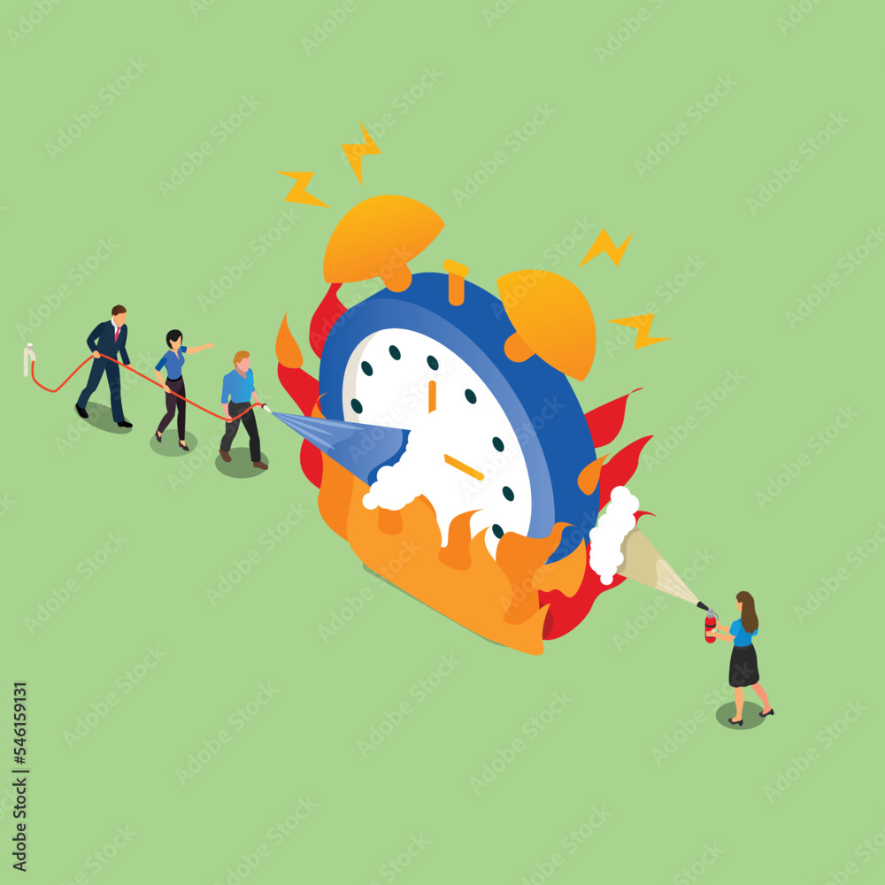 Fototapeta premium Time Lack, Deadline, Stress isometric 3d vector illustration concept for banner, website, illustration, landing page, flyer, etc.