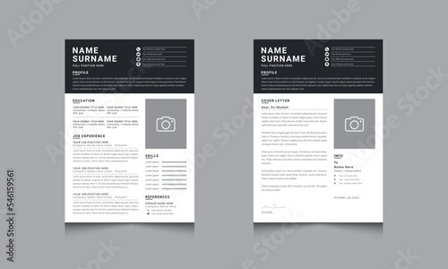 Dark Resume Template CV Professional or Jobs Resumes Accents
