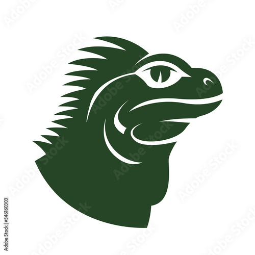 iguana head flat vector illustration logo icon clipart 