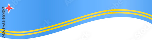 Aruba flag flying on white background