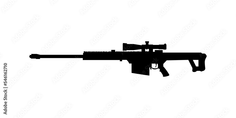 M82B anti-materiel sniper rifle silhouette isolated on white background