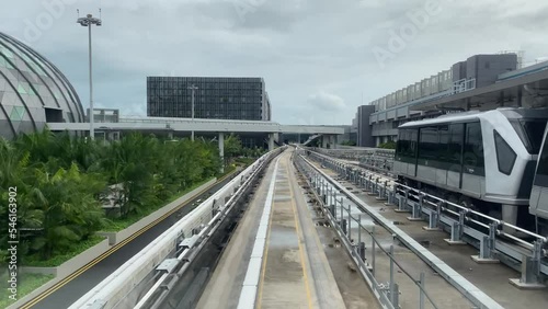 Singapore Changi Airport with local metro train  photo