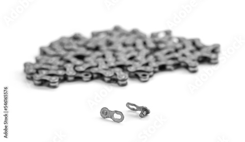 Bicycle chain lock. Closeup. Isolated on a white background