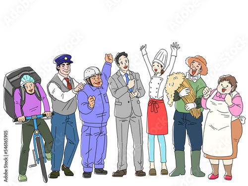 笑顔の個人事業主（フリーランス）のイラスト　コピースペース