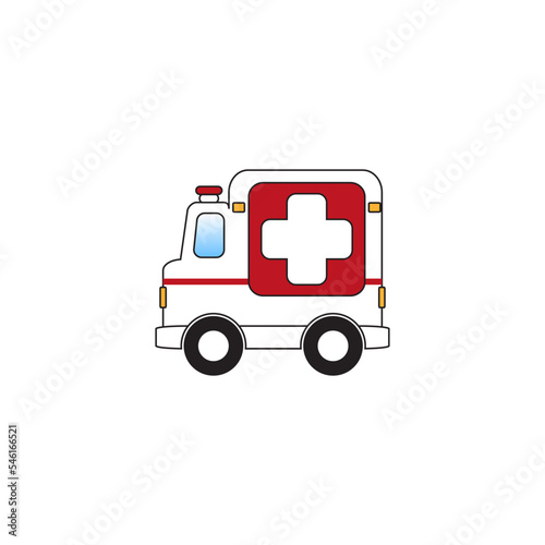 Ambulance car vector illustration for symbol or logo icon. ambulance car flat design 