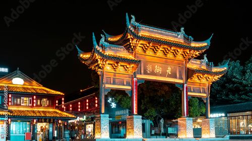 Night view of Shipaifang, an ancient city street in Taizhou