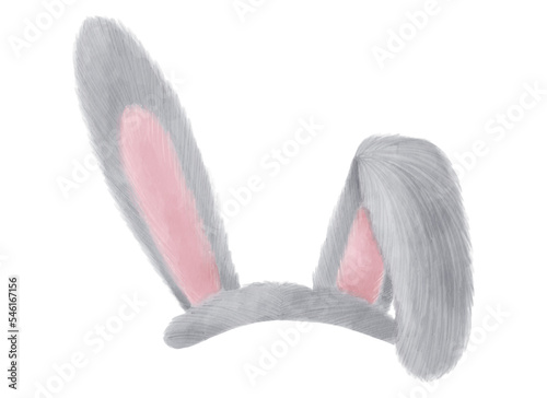Hare's ears. The image of cute rabbit ears in watercolor style. Isolated clipart element.