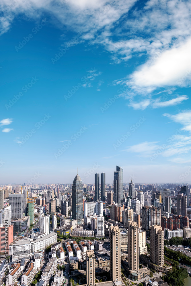 aerial photography wuxi city skyline