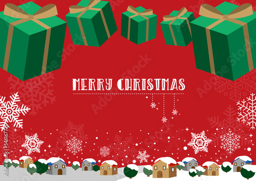 Wallpaper Mural クリスマスのプレゼントと雪の結晶の赤い背景 Torontodigital.ca