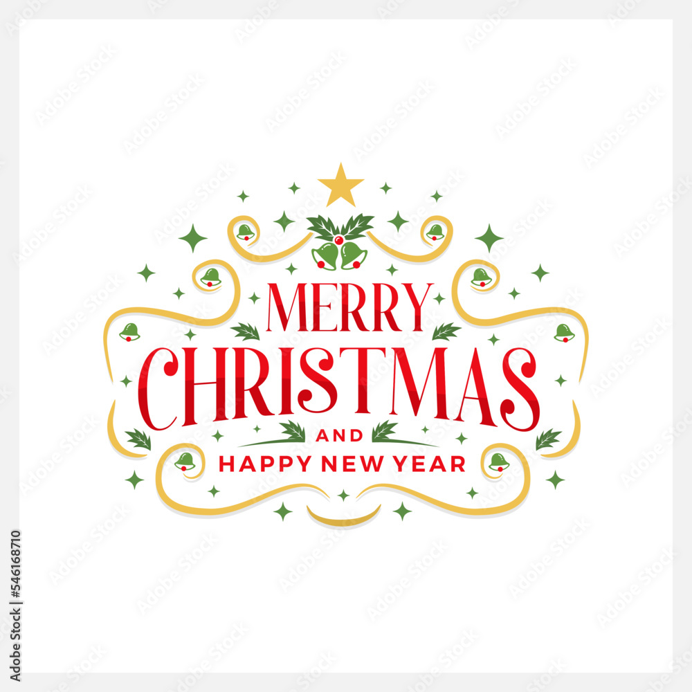 Christmas and Happy New Year logo vector Typography Christmas and Happy New Year logo vector Typography