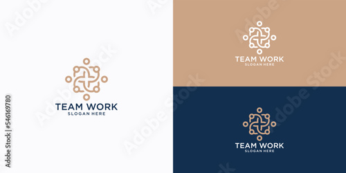 Creative team work with abstract people group logo design and business card template