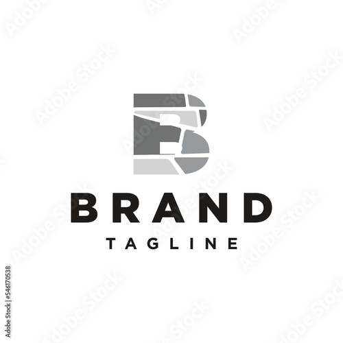 B Letter initial brick stone logo icon vector