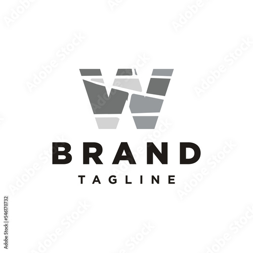 W Letter initial brick stone logo icon vector
