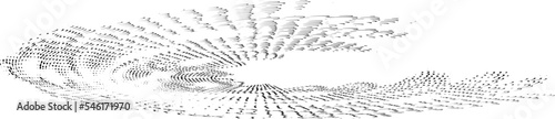 Perforated outline of weightless snowflake with floral elements. Contour from pease, bullet, bubbles, mote, speckle, mottle, petals. Imitation of duplicate bottom layer.Space for copy text. Vector.