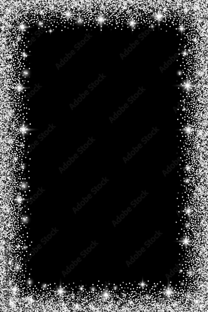 Obraz premium Vertical rectangle glitter silver frame with sparkles