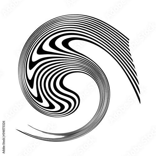 wave curve pattern on wall.Optical illusion striped wrapped background vector design.illusion striped wrapped background.Vintage perforated texture.Interference illusion moire pattern. wave curve .
