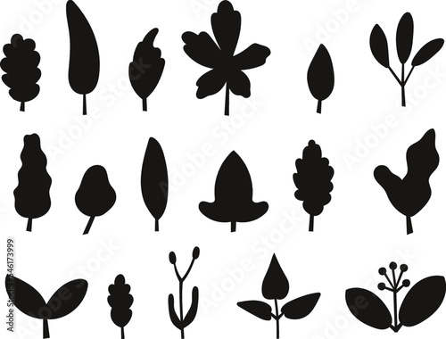  Autumn leaves isolated vector Silhouette 