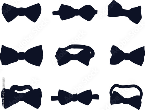Pick bow ties man isolated vector Silhouette 