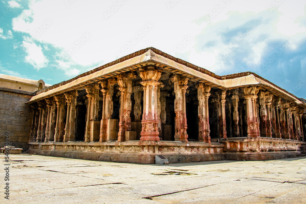 Pillars at Virupaksha temple hampi karnataka india. unesco world heritage site