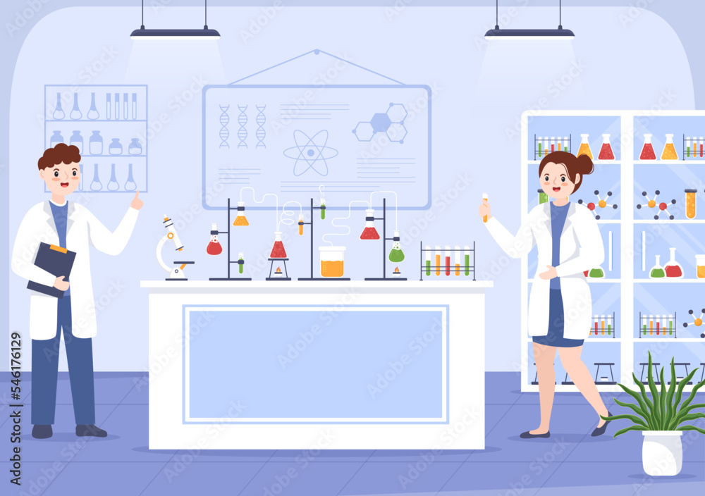 Laboratorium with Conducting Research Scientific, Experimentation and Measurement in a Lab in Flat Cartoon Hand Drawn Templates Illustration Laboratorium with Conducting Research Scientific, Experimentation and Measurement in a Lab in Flat Cartoon Hand Drawn Templates Illustration