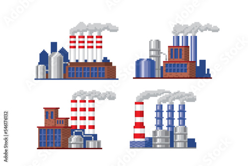Factory, plant icon. Element design for logo, stickers, web, embroidery and mobile app. Isolated vector illustration. 8-bit sprite.