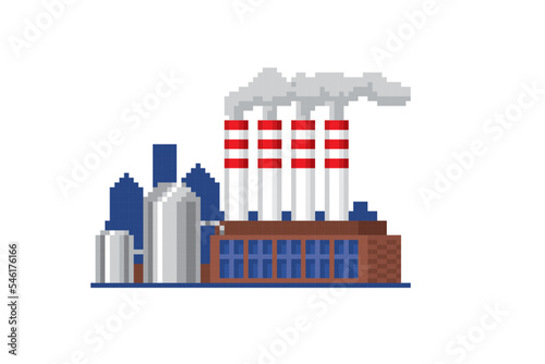 Factory, plant icon set. Element design for logo, stickers, web, embroidery and mobile app. Isolated vector illustration. 8-bit sprite.