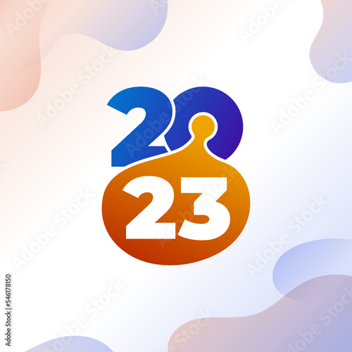 2023 new year modern colorful illustration with simple shapes for calendar or greeting card