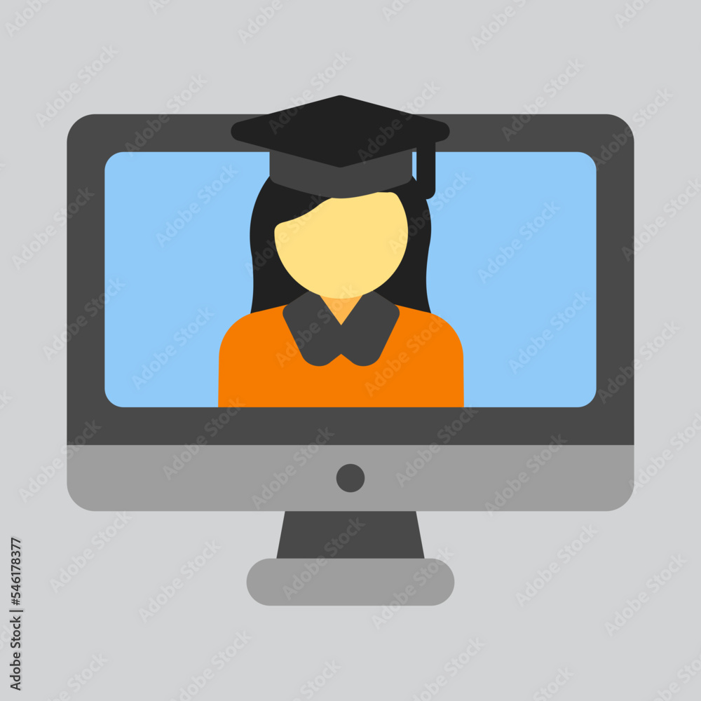 Graduation woman icon in flat style, use for website mobile app presentation