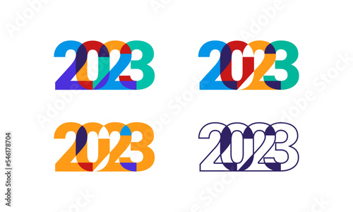 2023 new year modern colorful overlapping illustration with simple shapes for calendar or greeting card
