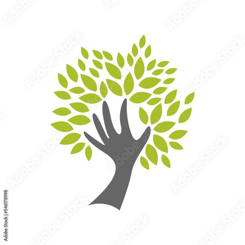 Tree hand logo icon design