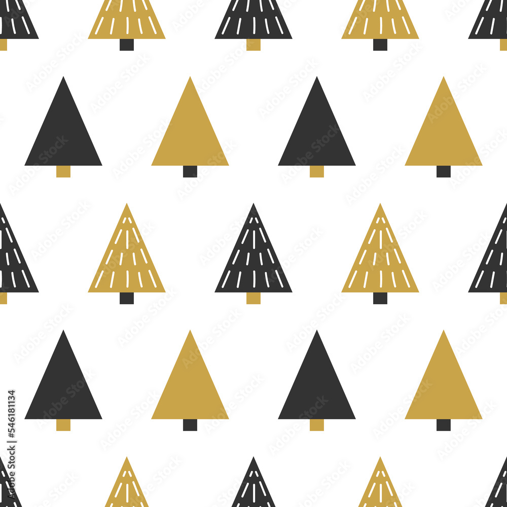 Christmas trees vector seamless pattern background for winter holidays design. Scandinavian style background.

