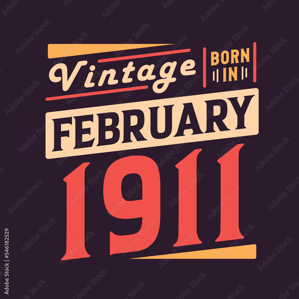 Vintage born in February 1911. Born in February 1911 Retro Vintage Birthday