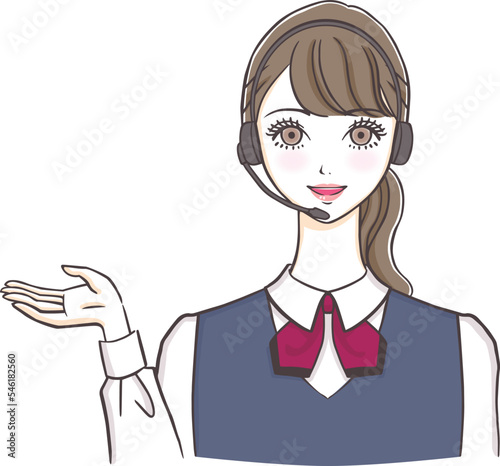 案内をするオペレーターの女性イラスト