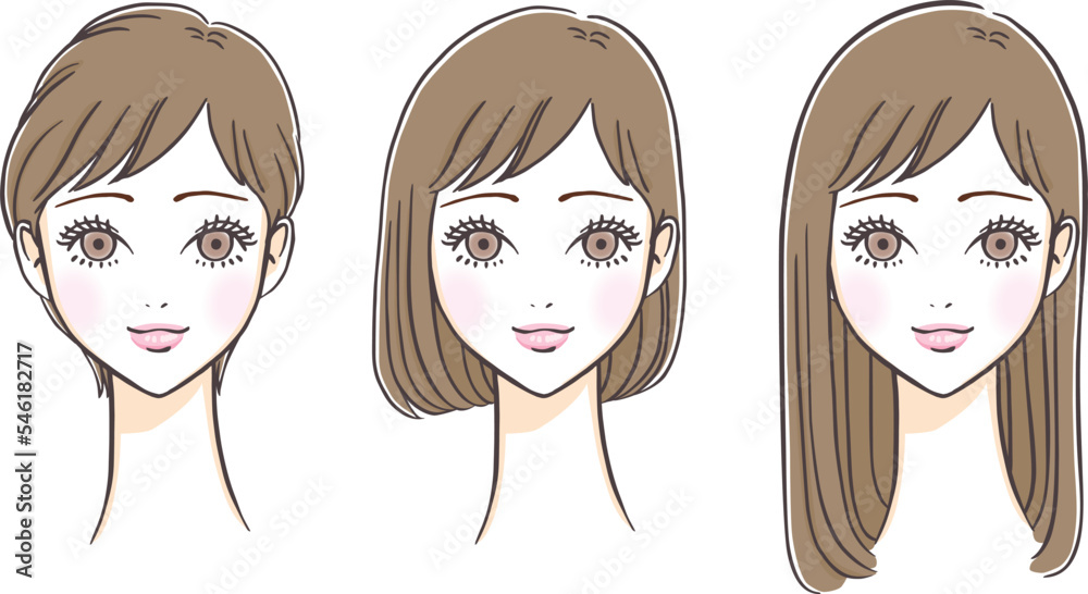 ショートとミディアムとロングヘアのセット