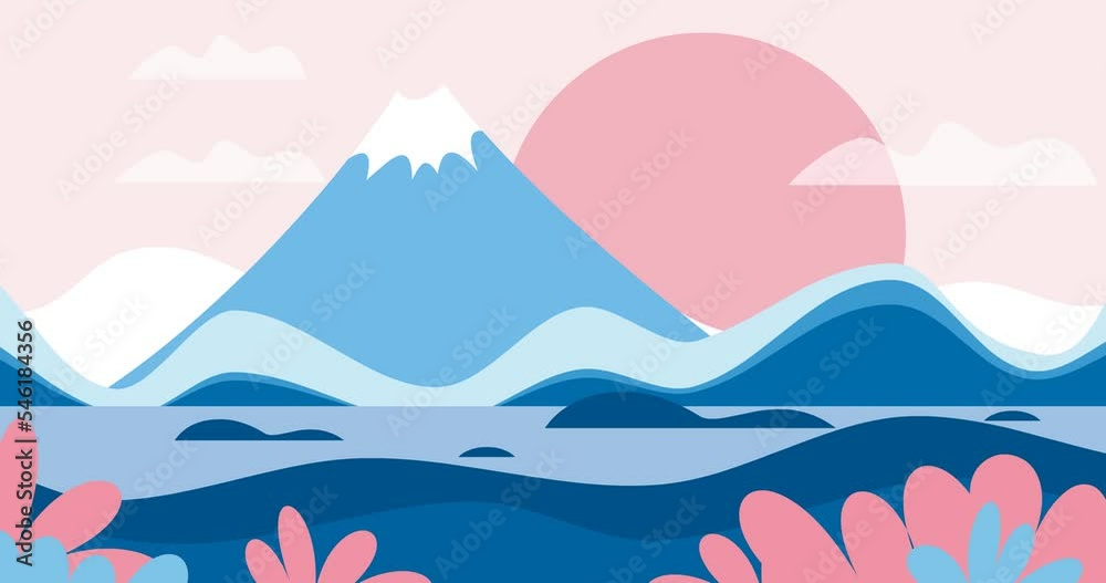 Japanese painting style mountain nature background animation Japanese painting style mountain nature background animation