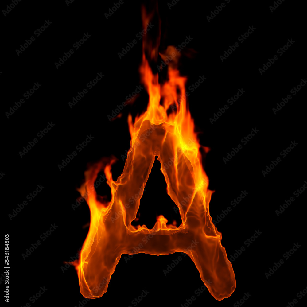 fire letter A - Capital 3d demonic font - suitable for disaster, hell ...