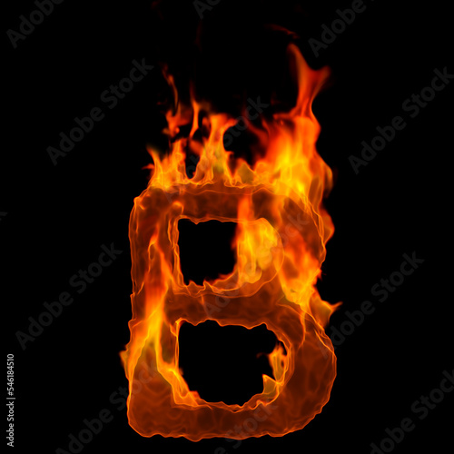 fire letter B - Capital 3d demonic font - suitable for disaster, hell or global warming related subjects