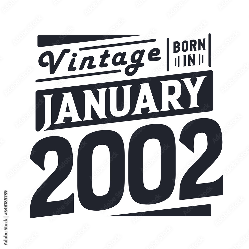 Vintage born in January 2002. Born in January 2002 Retro Vintage Birthday