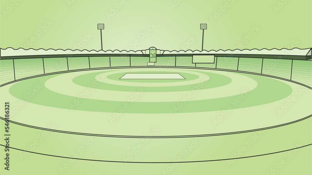 Cricket Stadium with Grass Cricket grounds Vector Illustration Cricket Stadium with Grass Cricket grounds Vector Illustration