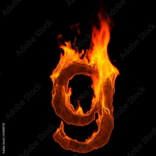 fire letter G - Small 3d demonic font - Suitable for disaster, hell or global warming related subjects