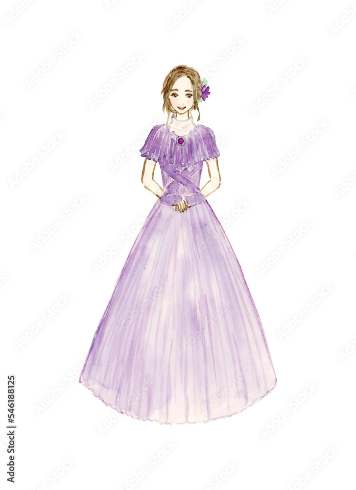 紫のドレスを着た女性
