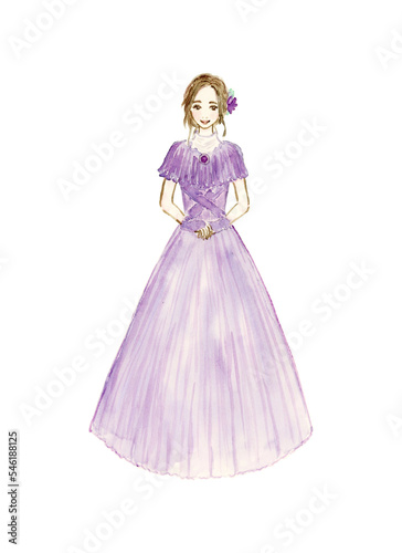紫のドレスを着た女性