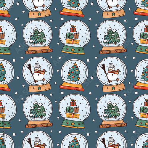 seamless pattern with holiday snowballs