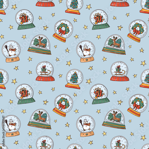 Seamless pattern with snowballs