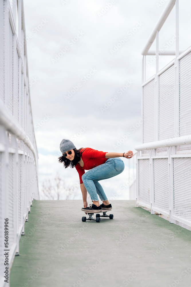 Skater Girl Practicing in the City