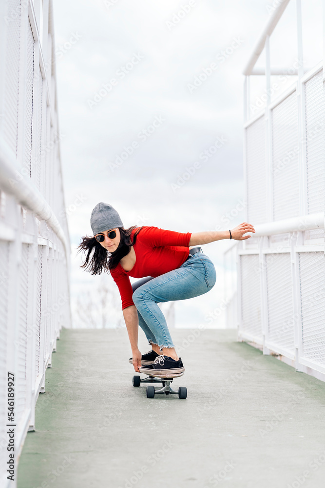 Skater Girl Practicing in the City