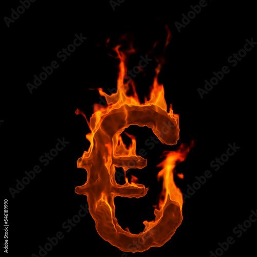 fire euro currency sign - 3d Business demonic symbol - Suitable for disaster, hell or global warming related subjects
